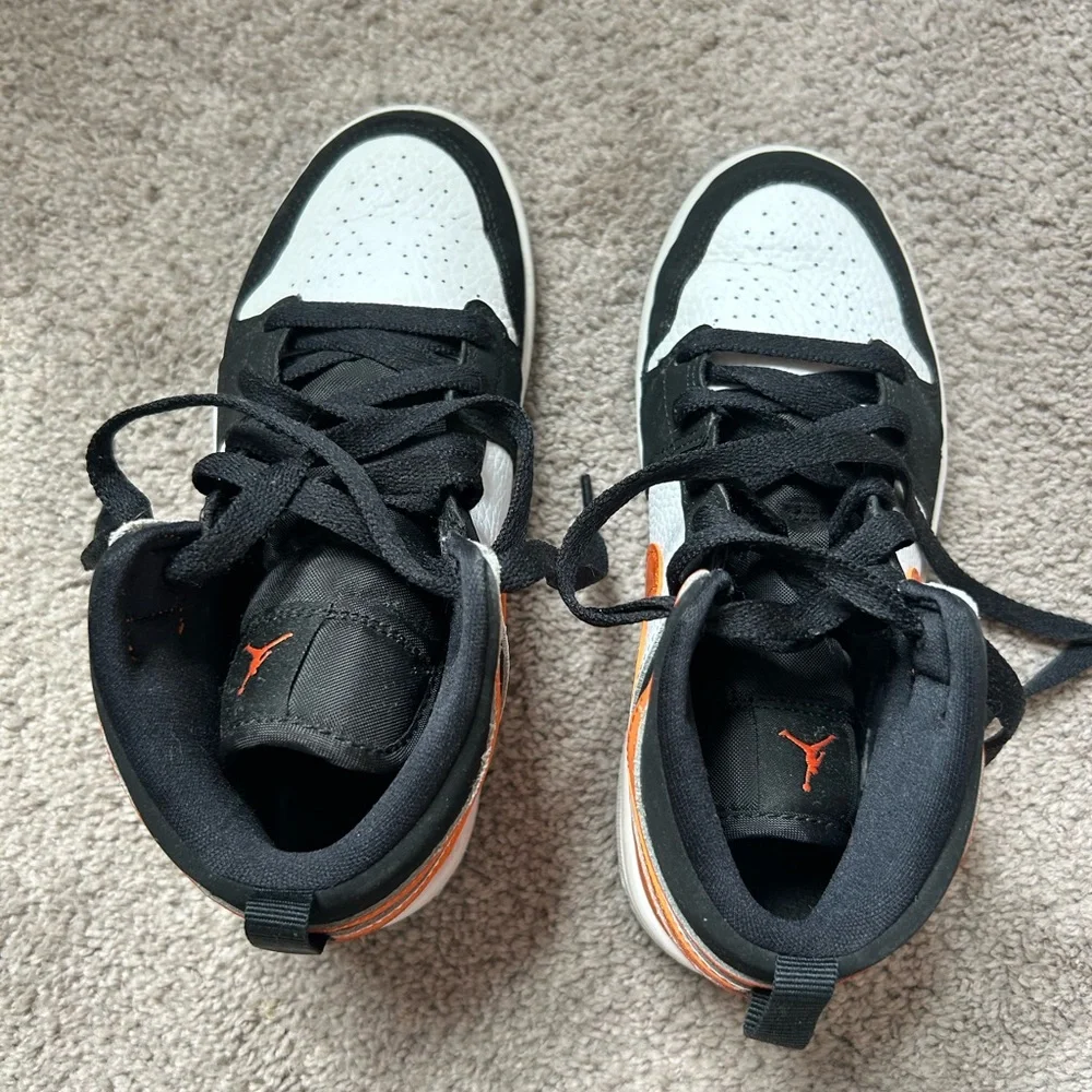 Jordan Kids' Black, White, and Orange Sneakers - Picture 2 of 4